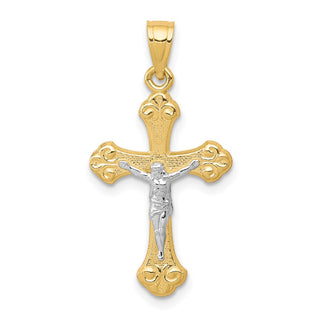 10k Yellow Gold with Rhodium-Plating Crucifix Pendant 10C1068
