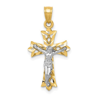 10k Yellow Gold with Rhodium-Plating Filigree Crucifix Pendant 10C1071