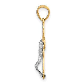 10k Yellow Gold with Rhodium-Plating Filigree Crucifix Pendant 10C1072