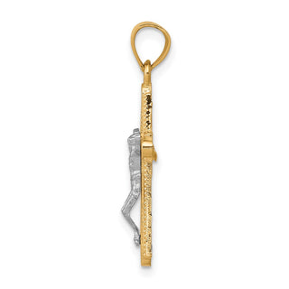 10k Yellow Gold with Rhodium-Plating Crucifix Pendant 10C1076