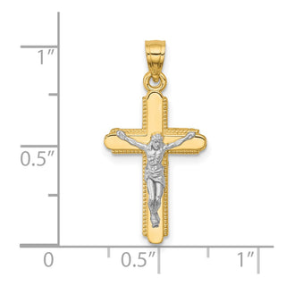 10k Yellow Gold with Rhodium-Plating Crucifix Pendant 10C1076