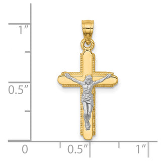10k Yellow Gold with Rhodium-Plating Crucifix Pendant 10C1076