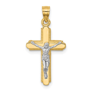 10k Yellow Gold with Rhodium-Plating Crucifix Pendant 10C1076