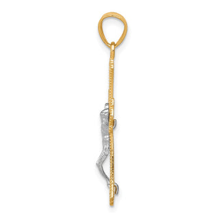 10k Yellow Gold with Rhodium-Plating Diamond-cut Crucifix Pendant 10C1078