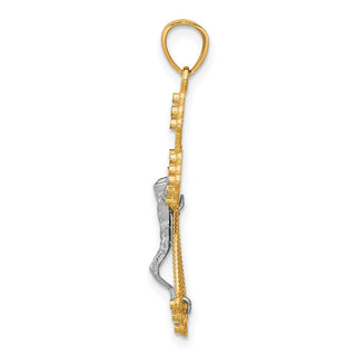 10k Yellow Gold with Rhodium-Plating Crucifix Pendant 10C1079