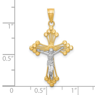 10k Yellow Gold with Rhodium-Plating Crucifix Pendant 10C1079