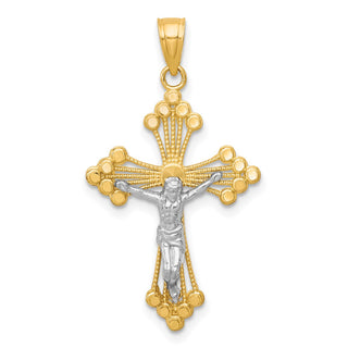 10k Yellow Gold with Rhodium-Plating Crucifix Pendant 10C1079