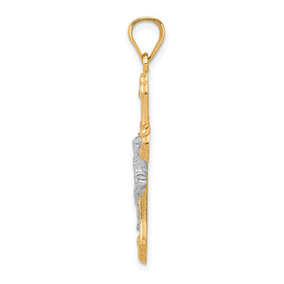 10k Yellow Gold with Rhodium-Plating Crucifix Pendant 10C1080
