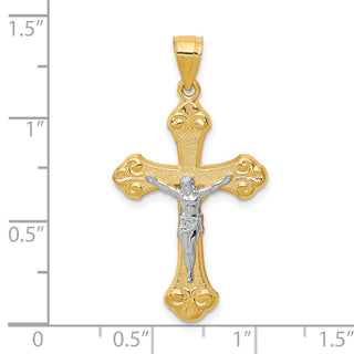 10k Yellow Gold with Rhodium-Plating Crucifix Pendant 10C1080