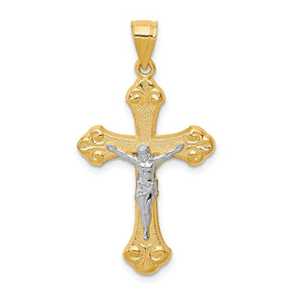 10k Yellow Gold with Rhodium-Plating Crucifix Pendant 10C1080