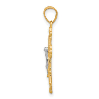 10k Yellow Gold with Rhodium-Plating Crucifix Pendant 10C1082