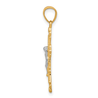 10k Yellow Gold with Rhodium-Plating Crucifix Pendant 10C1082