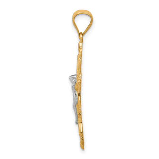 10k Yellow Gold with Rhodium-Plating Crucifix Pendant 10C1083