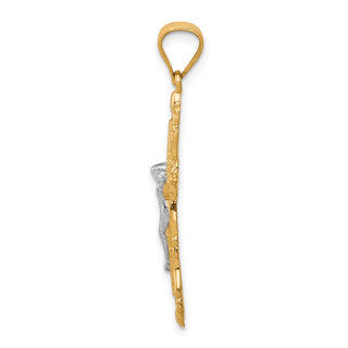 10k Yellow Gold with Rhodium-Plating Crucifix Pendant 10C1083