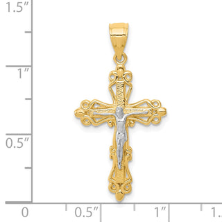 10k Yellow Gold with Rhodium-Plating Crucifix Pendant 10C1083