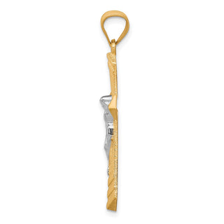 10k Yellow Gold with Rhodium-Plating Passion Crucifix Pendant 10C1086