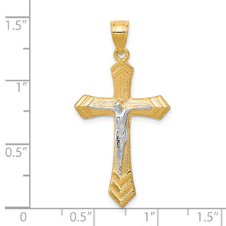 10k Yellow Gold with Rhodium-Plating Passion Crucifix Pendant 10C1086