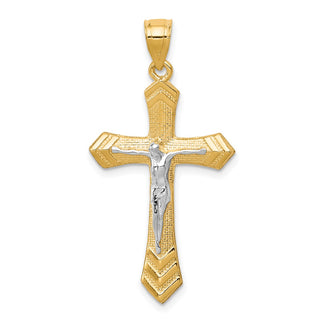 10k Yellow Gold with Rhodium-Plating Passion Crucifix Pendant 10C1086