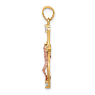 10k Yellow and Rose Gold Cubic Zirconia Crucifix Pendant 10C1088