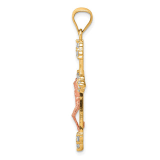 10k Yellow and Rose Gold Cubic Zirconia Crucifix Pendant 10C1090