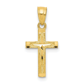 10k Yellow Gold Diamond-cut Cross Pendant 10C1094