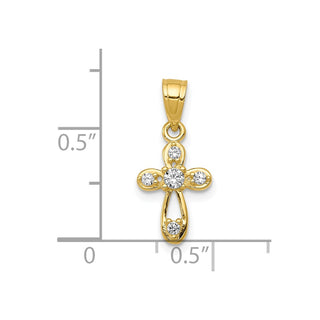 10k Yellow Gold Small Cubic Zirconia Cross Pendant 10C1108