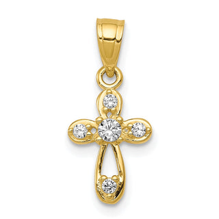 10k Yellow Gold Small Cubic Zirconia Cross Pendant 10C1108
