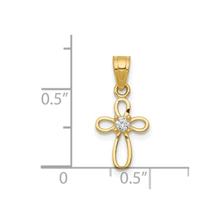 10k Yellow Gold Small Cubic Zirconia Cross Pendant 10C1109