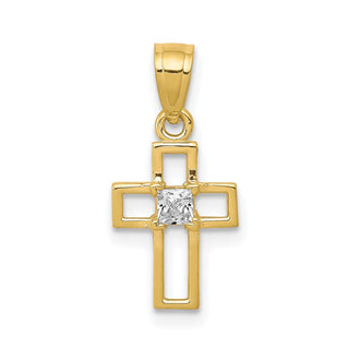 10k Yellow Gold Small Cubic Zirconia Cross Pendant 10C1110