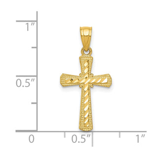 10k Yellow Gold Diamond-cut Cross Pendant 10C1115