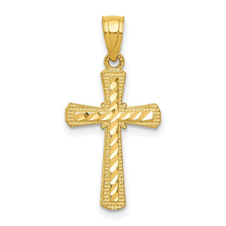 10k Yellow Gold Diamond-cut Cross Pendant 10C1115