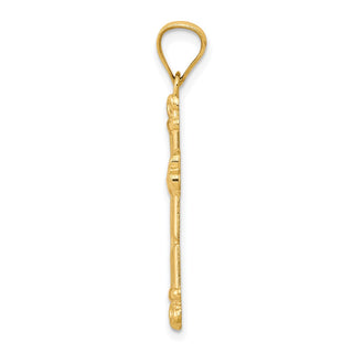 10k Yellow Gold Fleur De Lis Cross Pendant