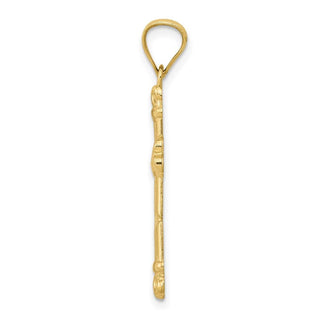 10k Yellow Gold Fleur De Lis Cross Pendant