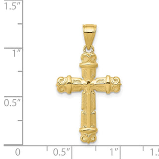 10k Yellow Gold Fleur De Lis Cross Pendant