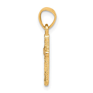 10k Yellow Gold with Rhodium-Plating Diamond-cut Cross Pendant 10C1120
