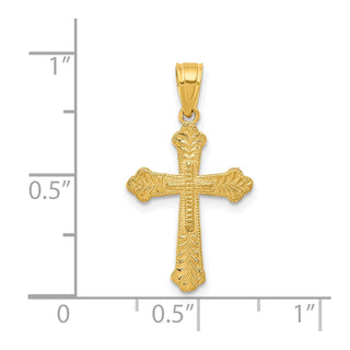 10k Yellow Gold Budded Cross Pendant 10C1121