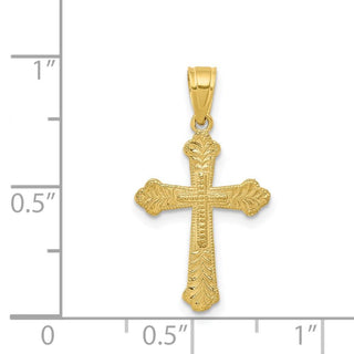 10k Yellow Gold Budded Cross Pendant 10C1121