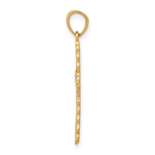 10k Yellow Gold with Rhodium-Plating Diamond-cut Cross Pendant 10C1125