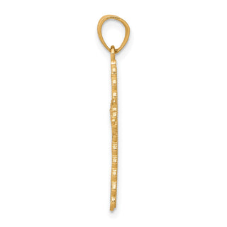 10k Yellow Gold with Rhodium-Plating Diamond-cut Cross Pendant 10C1125
