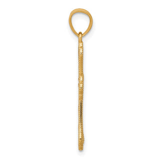 10k Yellow Gold with Rhodium-Plating Diamond-cut Cross Pendant 10C1126