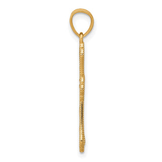 10k Yellow Gold with Rhodium-Plating Diamond-cut Cross Pendant 10C1126