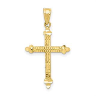 10k Yellow Gold Budded Cross Pendant 10C1130