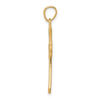 10k Yellow Gold with Rhodium-Plating Diamond-cut Cross Pendant 10C1133