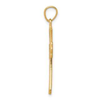 10k Yellow Gold with Rhodium-Plating Diamond-cut Cross Pendant 10C1133