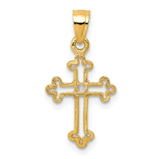 10k Yellow Gold Small Cubic Zirconia Cross Pendant 10C1134