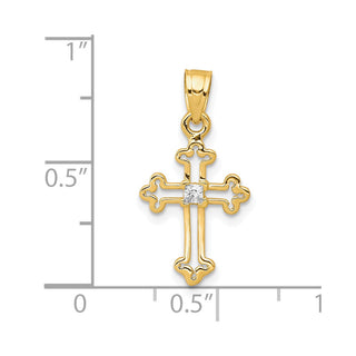 10k Yellow Gold Small Cubic Zirconia Cross Pendant 10C1134