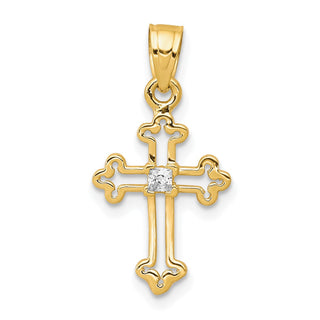 10k Yellow Gold Small Cubic Zirconia Cross Pendant 10C1134