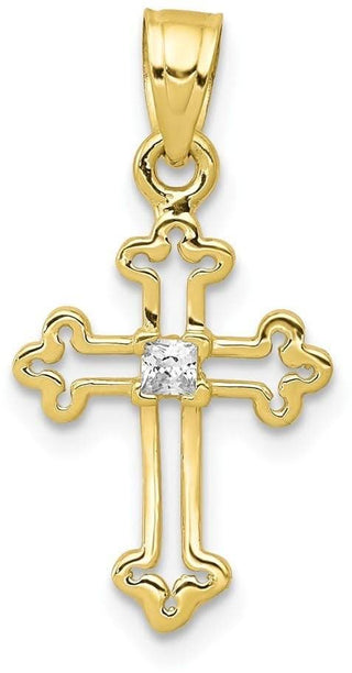 10k Yellow Gold Small Cubic Zirconia Cross Pendant 10C1134