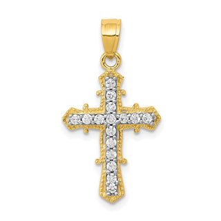 10k Yellow Gold Cubic Zirconia Cross Pendant 10C1137
