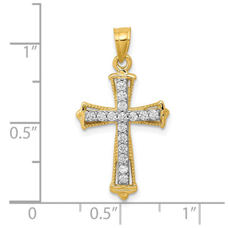 10k Yellow Gold Cubic Zirconia Cross Pendant 10C1141